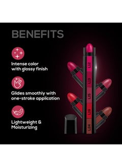 Renee Fab 5 Glossy 5 In 1 Lipstick 7.5 Gm - Five Shades In One - Moisturizing & Nourishing, Long Lasting, Glossy Finish - Intense Color Payoff - Compact, Glides Smoothly With One-Stroke Application  - Image 2