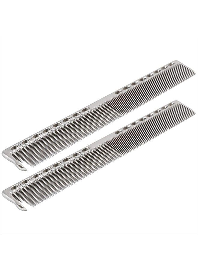 Agatige 2pcs Stainless Steel Hair Cutting Comb Multiple Colour Barber Comb for Comb Hair Styling Salon(Silver) - Image 1