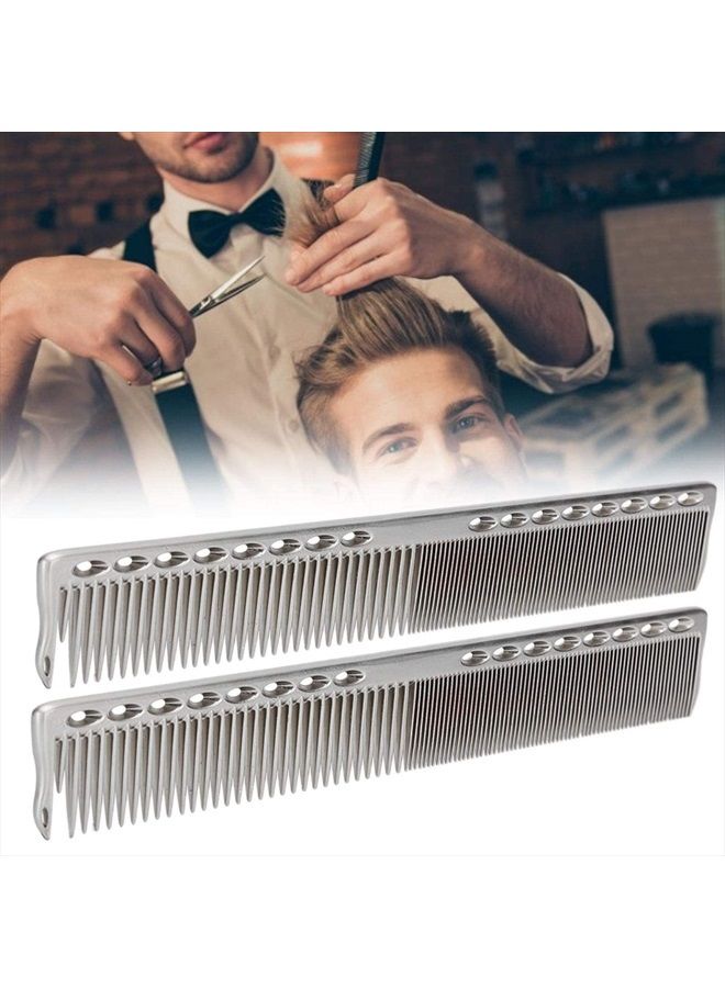 Agatige 2pcs Stainless Steel Hair Cutting Comb Multiple Colour Barber Comb for Comb Hair Styling Salon(Silver) - Image 3
