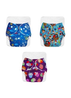 Superbottoms Basic Pack Of 3 Assorted Cloth Diaper For Baby ; Washable & Reusable Cotton Cloth Diaper ; 03 Years ; Freesize ; Adjustable ; Reduces Rash ; With Quick Dry Pad Insert  - Image 1