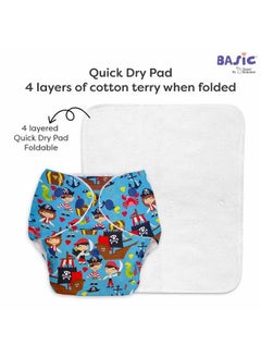 Superbottoms Basic Pack Of 3 Assorted Cloth Diaper For Baby ; Washable & Reusable Cotton Cloth Diaper ; 03 Years ; Freesize ; Adjustable ; Reduces Rash ; With Quick Dry Pad Insert  - Image 4