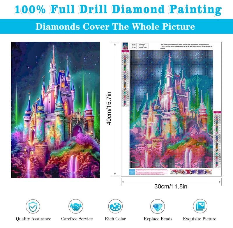 Meothan 5D Diamond Painting Kits for Adults, DIY Castle Diamond Art Painting Kits for Beginner, Full Drill Gem Art Painting Crafts for Home Wall Decor Gift 12â€˜â€™x16â€˜â€™ - Image 3