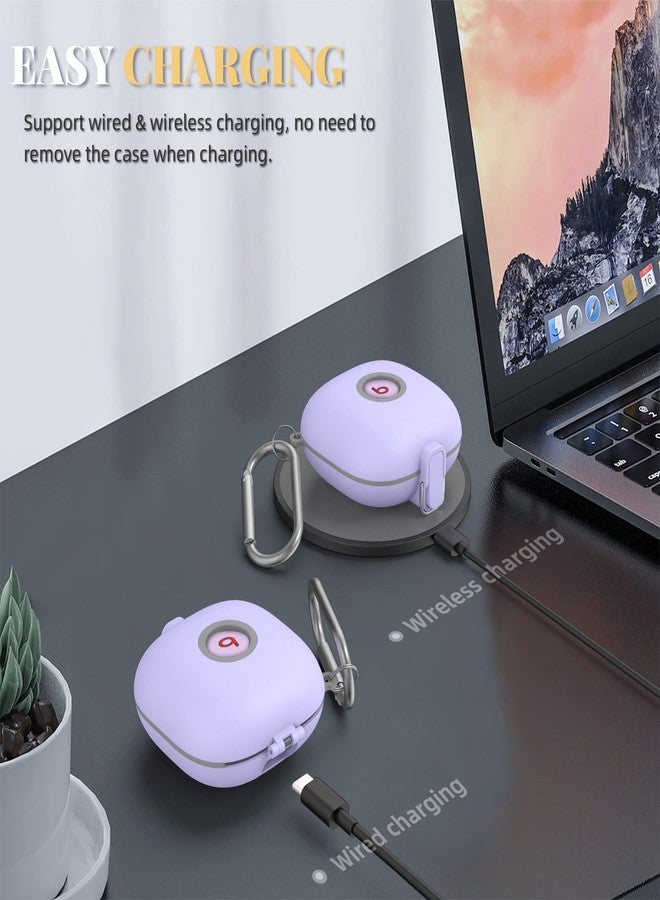 WOFRO [Upgrade Secure Lock] Case for Beats Fit Pro 2021, WOFRO Shock-Absorbing Protective Cover TPU Hard Shell with Anti-Lost Lanyard/Keychain[One-Click Pop] (Purple) - Image 5