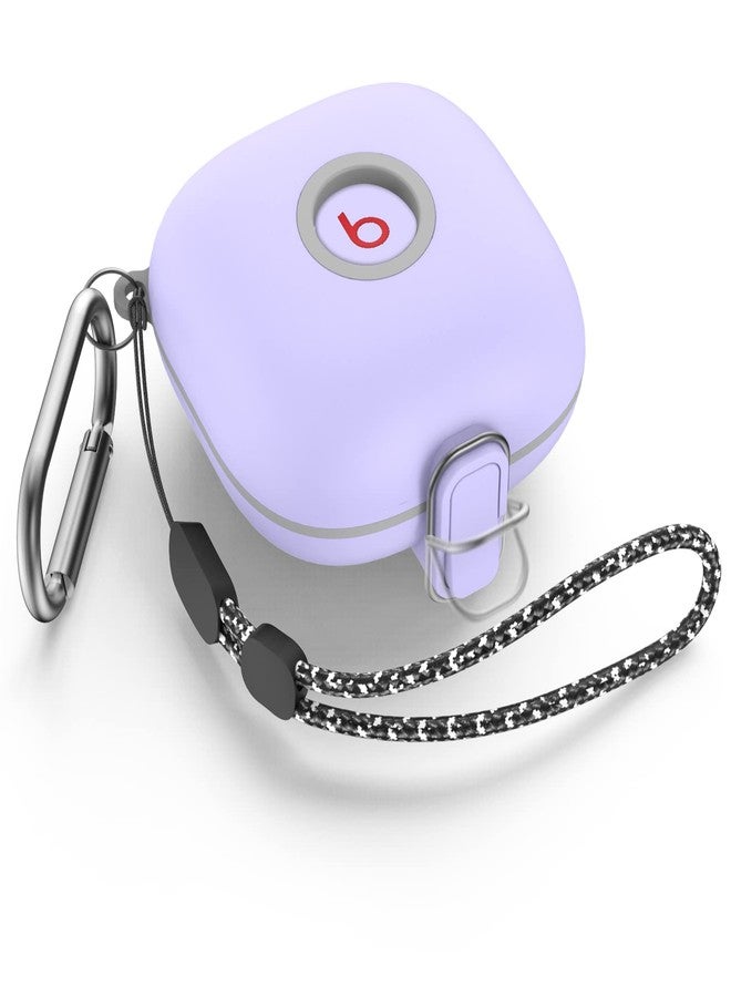 WOFRO [Upgrade Secure Lock] Case for Beats Fit Pro 2021, WOFRO Shock-Absorbing Protective Cover TPU Hard Shell with Anti-Lost Lanyard/Keychain[One-Click Pop] (Purple) - Image 1