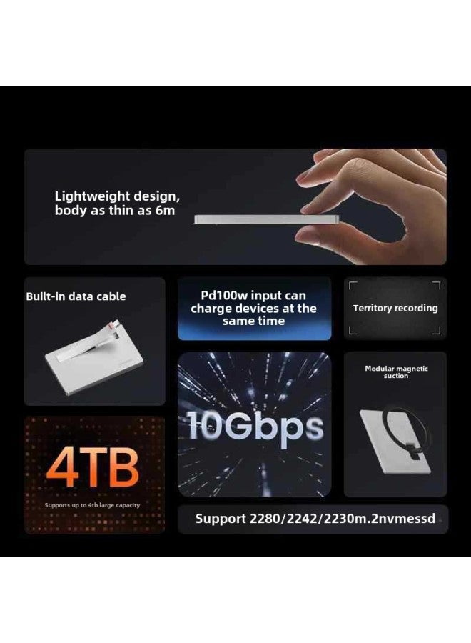 Flash Disk Plus Magnetic Hard Disk Box Active Heat Dissipation Support SSD Read 4TB Large Capacity Mobile Hard Disk-Color:Silver - Image 3