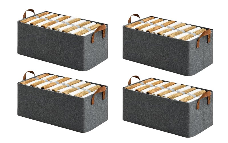 DecoLogy Collapsible Fabric Storage/Cubes Organizer with Handles/Foldable Storage Baskets for Organizing/Toys/Books/Shelves/Closet/Large Storage Box (Wire Cloth Storage Box, 4PCS) - Image 1