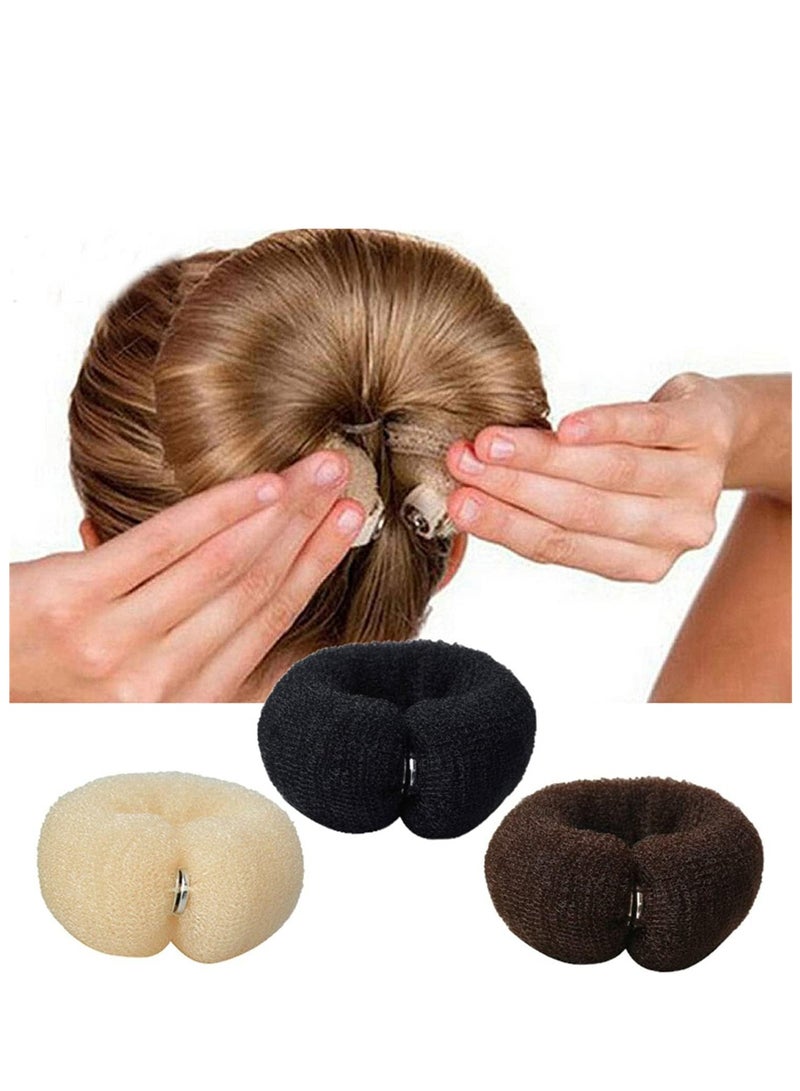 أوزيغالور 3 قطع رول سحرية للشعر، صانع الكعكة وحامل ذيل الحصان، أداة تصفيف الشعر السحرية للنساء - Image 1