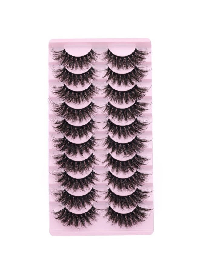 FANXITON False Eyelashes Fluffy Mink Lashes 20 mm Cat Eye Lashes Long 5D Wispy Dramatic 10 Pairs Pack  - Image 4