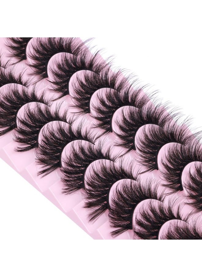 FANXITON False Eyelashes Fluffy Mink Lashes 20 mm Cat Eye Lashes Long 5D Wispy Dramatic 10 Pairs Pack  - Image 3