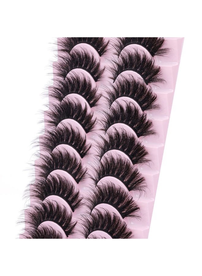 FANXITON False Eyelashes Fluffy Mink Lashes 20 mm Cat Eye Lashes Long 5D Wispy Dramatic 10 Pairs Pack  - Image 2