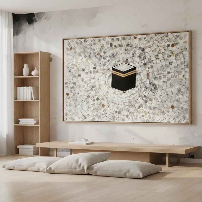TNESSENTIAL Textured Kaaba Wall Art | Abstract Islamic Mecca Print - Image 1