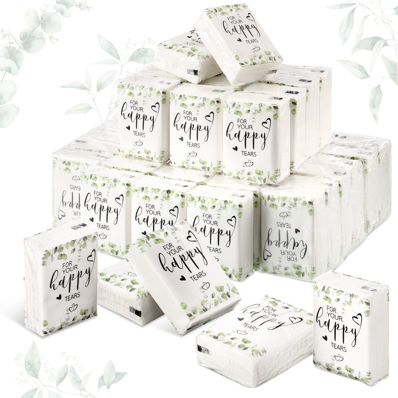 Wedding Facial Tissues Items for Welcome Bags Pocket Tissues Mini Tissues Travel Size Wedding Favors for Guests 3Ply Happy Tears Tissue Packs for Party Ceremony Graduation50 Packs