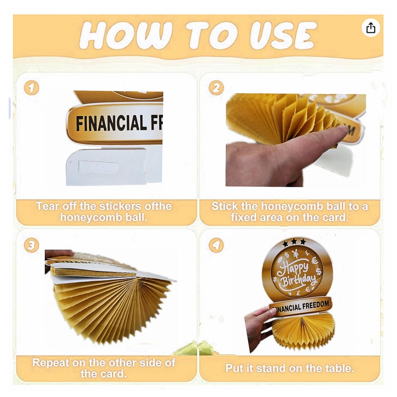 The DaPai Hilarious 6Pcs Money Themed Birthday Party Honeycomb Centerpieces Bill Dollar Party Table Decorations Table Topper for Birthdays Casino Weddings Bachelorette Graduations Party Supplies - Image 3