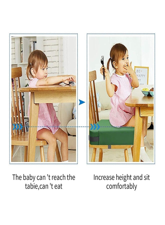SMZCTYI Toddler Booster Seat for Dining Table, PU Washable Double Safe Straps Non-Slip Bottom Booster Seat Dining Toddler, Portable Travel Increasing Cushion (Dark Green) - Image 2