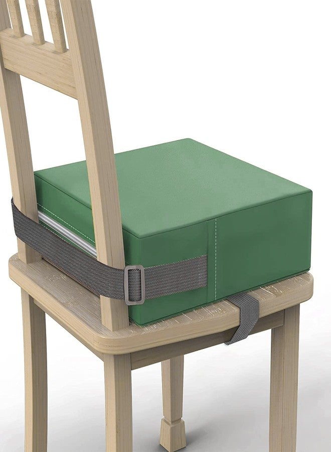 SMZCTYI Toddler Booster Seat for Dining Table, PU Washable Double Safe Straps Non-Slip Bottom Booster Seat Dining Toddler, Portable Travel Increasing Cushion (Dark Green) - Image 1
