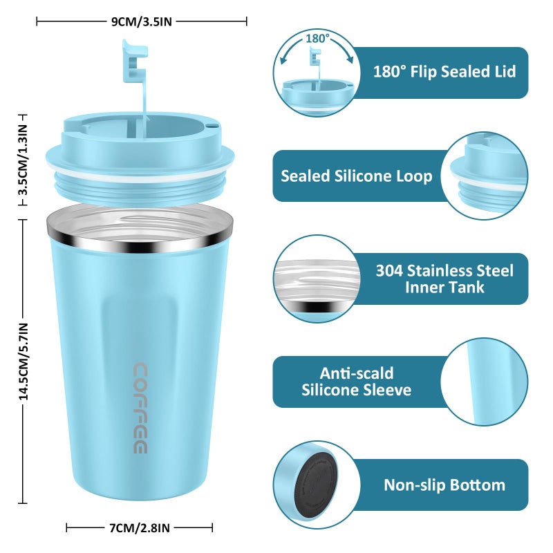 CS COSDDI 12 oz Stainless Steel Vacuum Insulated Tumbler - Coffee Travel Mug Spill Proof with Lid - Coffee Cups for Keep Hot/Ice Coffee Tea and Beer - Image 2