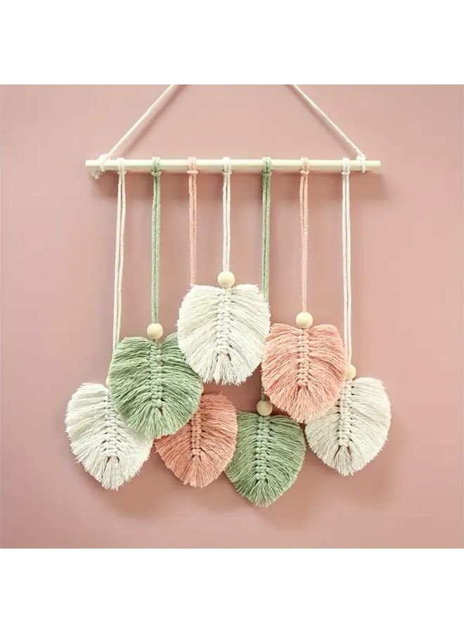 Leaf Tapestry Macrame Kit for Beginner Home Decor Army Green - Image 5