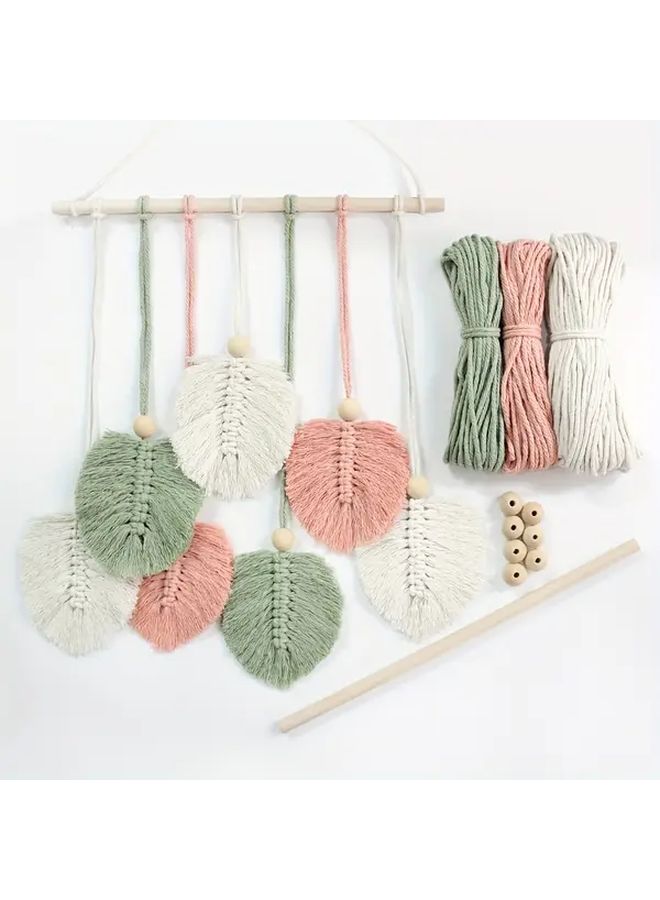 Leaf Tapestry Macrame Kit for Beginner Home Decor Army Green - Image 4