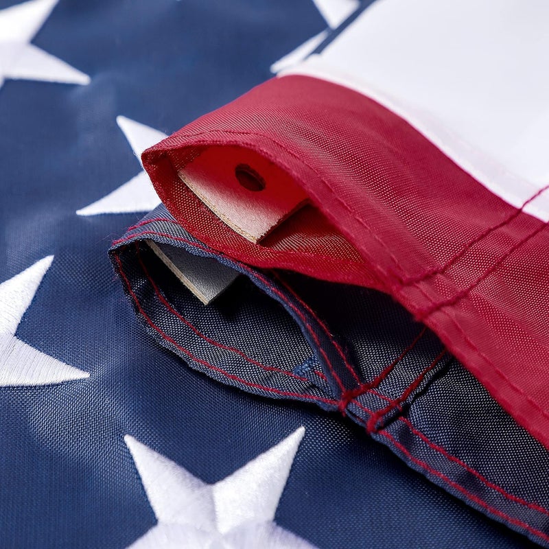 DANF FLAG American Flag 2x3 ft Pole Sleeve Style: Longest Lasting US Sleeved Flag Made from Nylon, Embroidered Stars, Sewn Stripes, UV Protection Perfect for Outdoors! USA Flag - Image 2