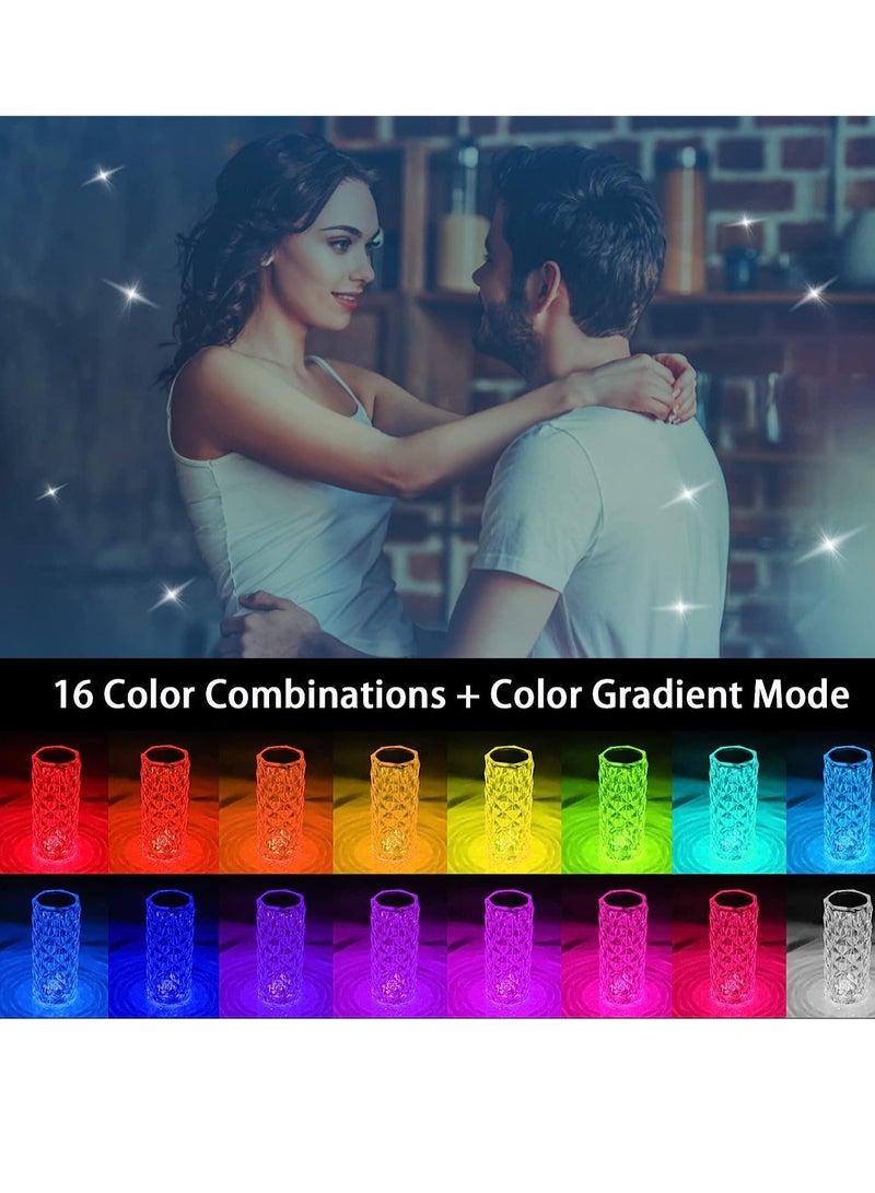 ELTRAZONE Crystal Light Lamp Color Changing Lamps Table Lamp with Touch & Remote Control, Diamond LED Night Light Rechargeable Rose Romantic Date Lighting Decor for Festival, Home, Restaurant - Image 2