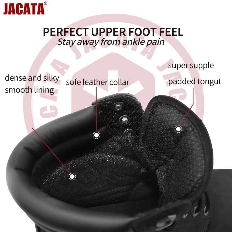 Jacata Men's Water Resistant Leather Work Boot Rubber Sole Construction Oil Resistant Utility Industrial Boots(Size 9.5) - Image 4