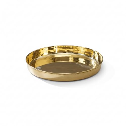 P-TAL Brass Thali 11" Pooja Thali/Serving Tableware 100% Pure Brass Plate Dinner Thali Set of 1 - Image 1