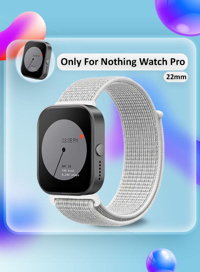 CATANES (for Nothing Watch Pro 22mm) Nylon Strap,Quick Release Bands for Women Men Sport Wristband Strap Light Grey - Image 2