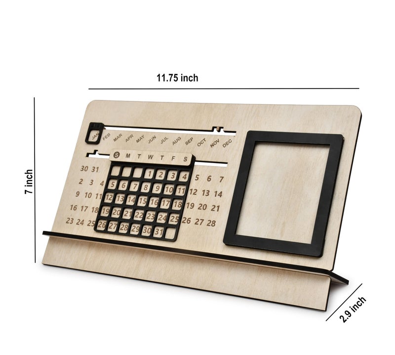 AARGKRAFT Sliding Perpetual Calendar - Durable MDF Wood, Modern Design, Easy-to-Use Date Tracker, 7-inch Height - Image 4