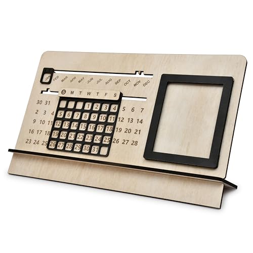 AARGKRAFT Sliding Perpetual Calendar - Durable MDF Wood, Modern Design, Easy-to-Use Date Tracker, 7-inch Height - Image 3