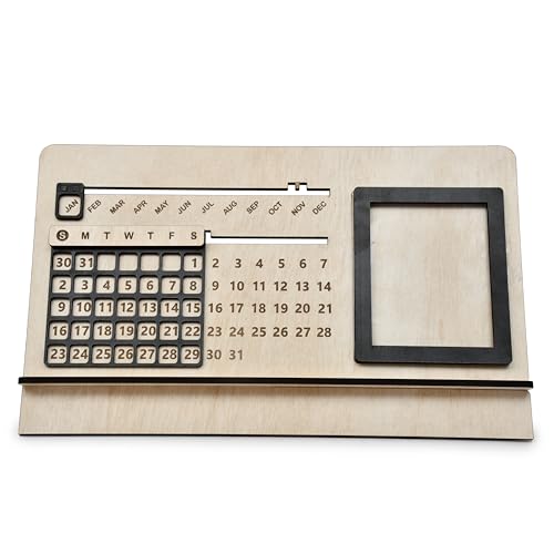 AARGKRAFT Sliding Perpetual Calendar - Durable MDF Wood, Modern Design, Easy-to-Use Date Tracker, 7-inch Height - Image 1