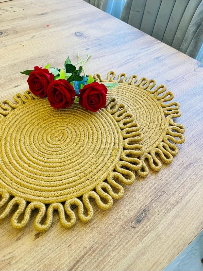 بدز ديري BDZ Leather Jute Wicker American Service Plate 2 Pieces