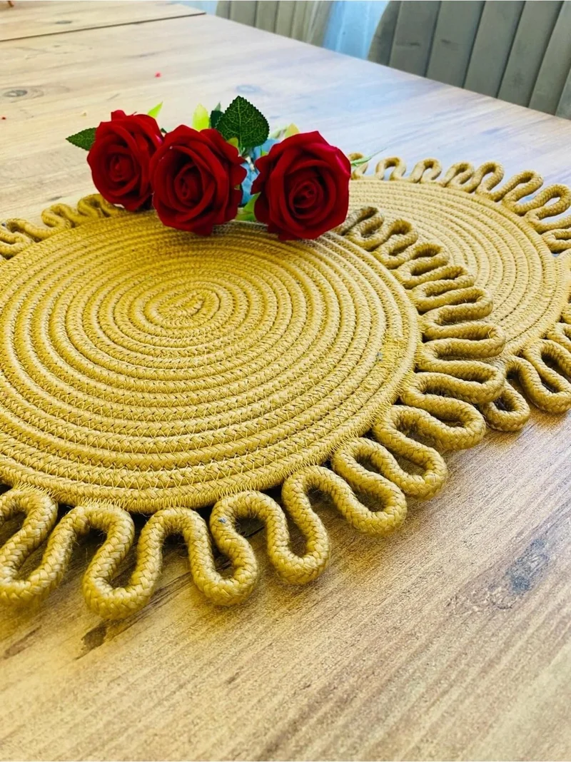 بدز ديري BDZ Leather Jute Wicker American Service Plate 2 Pieces