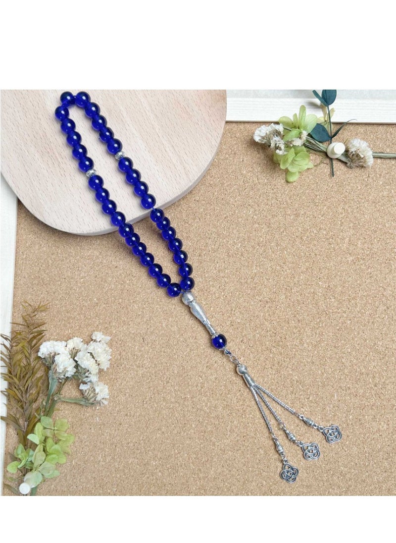 ماركة غير محددة 33 10cm porcelain glass obsidian deep blue seabed rosary bracelet classical tassel Arab Muslim  - Image 4