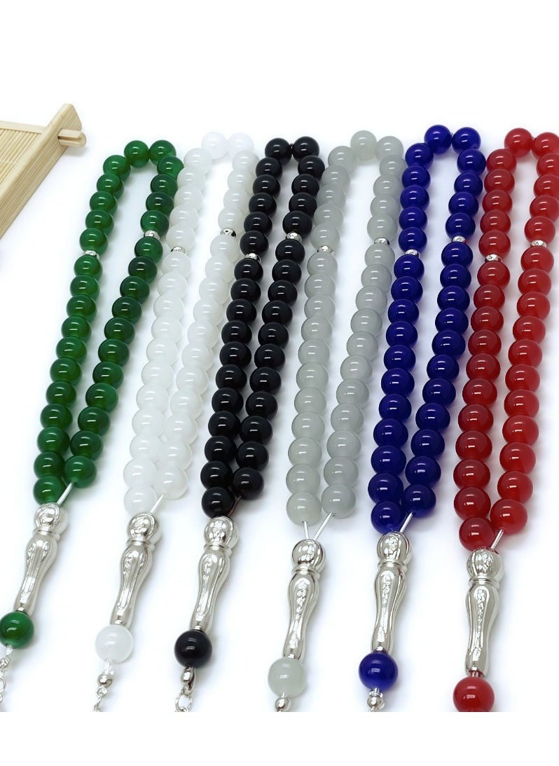 ماركة غير محددة 33 10cm porcelain glass obsidian deep blue seabed rosary bracelet classical tassel Arab Muslim  - Image 3