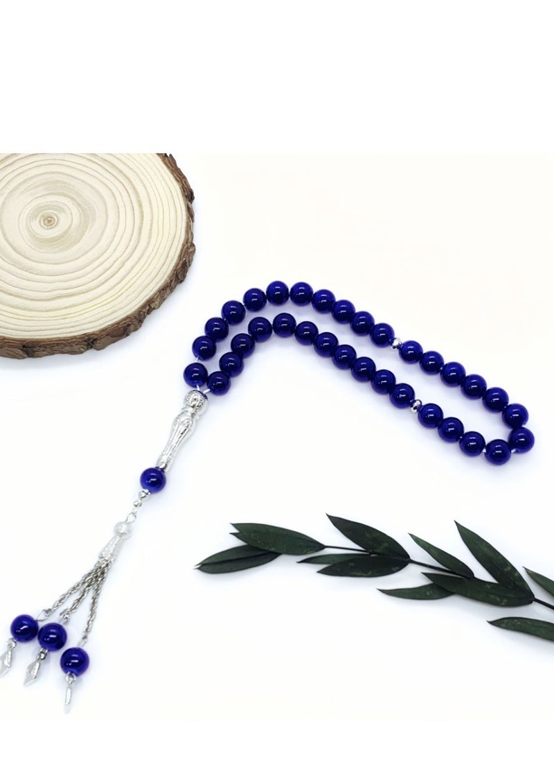 ماركة غير محددة 33 10cm porcelain glass obsidian deep blue seabed rosary bracelet classical tassel Arab Muslim  - Image 2