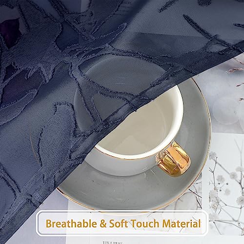 OVZME Anji Textured Navy Blue Sheer Curtains 84 inch Length 2 Panels Set for Living Room, Semi Voile Privacy & Light Filtering Elegant Jacquard Sheer Curtain for Bedroom, Dual Rod Pocket, 38Wx84L - Image 4