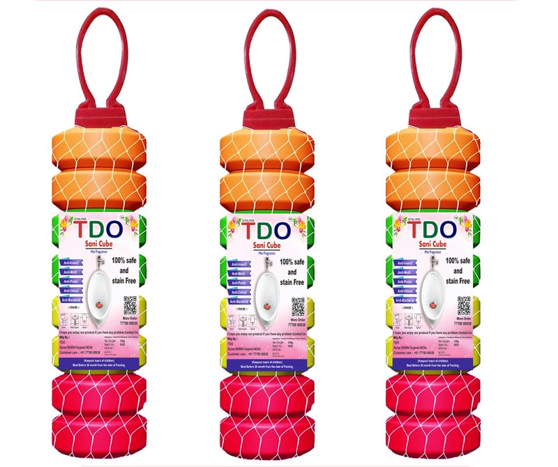 TDO كرات معطر هواء مرحاض TDO - معطر جو الحمام - كرات اليورينال - مكعبات اليورينال - مكعب ساني - كرات نفثالين لحوض الغسيل والملابس - مطبخ، حمام، مرحاض، خزانة ملابس، حوض غسيل - عبوة من 3 (100 جرام لكل منها) - Image 1