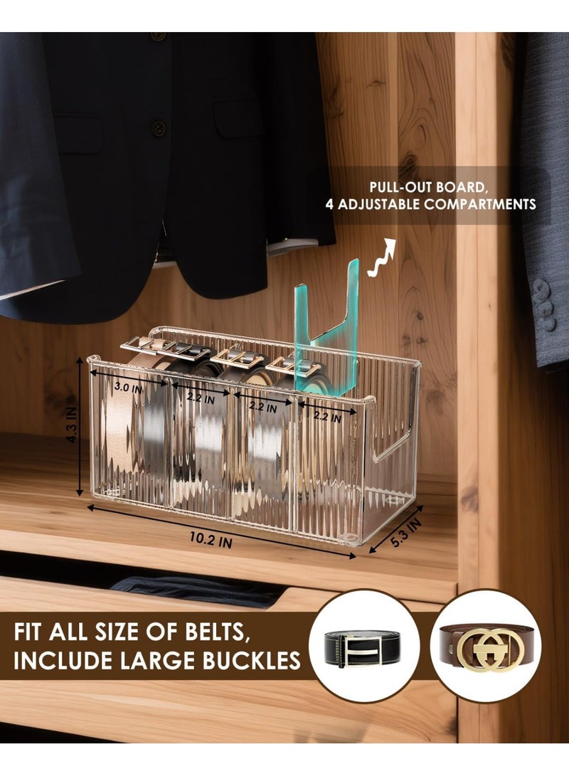 SYOSI Belt Organizer, 2-Pack Acrylic Storage for Closet and Drawer, 8 Detachable Compartments, Clear Space-Saving Holder for Belts Ties Jewelry, Adjustable and Durable, Ideal for Home Bedroom, Transparent - Image 2