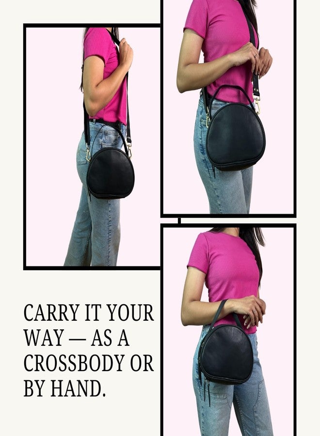 Madosh Women's Genuine Leather Handbag Purse - Minimalist Small Crossbody Bag with Detachable Strap & Top Handle, Handmade for Everyday & Evening Use, Black, Small - Image 5
