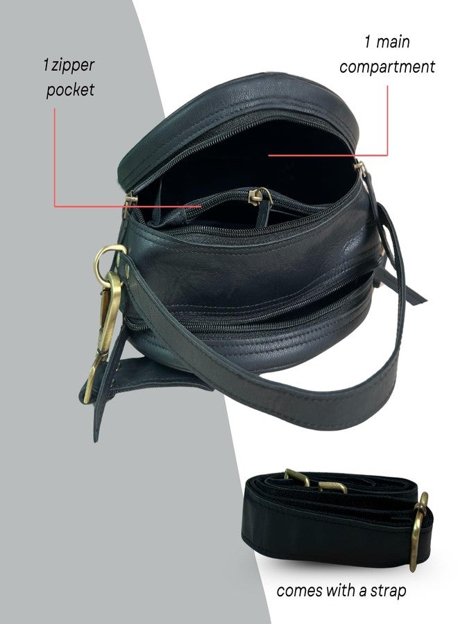 Madosh Women's Genuine Leather Handbag Purse - Minimalist Small Crossbody Bag with Detachable Strap & Top Handle, Handmade for Everyday & Evening Use, Black, Small - Image 3