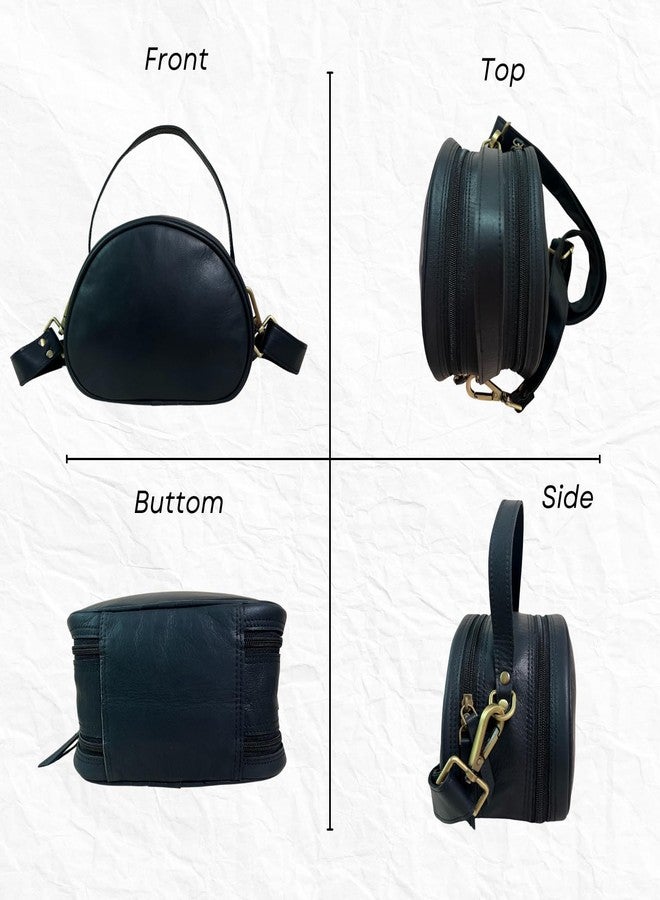 Madosh Women's Genuine Leather Handbag Purse - Minimalist Small Crossbody Bag with Detachable Strap & Top Handle, Handmade for Everyday & Evening Use, Black, Small - Image 2
