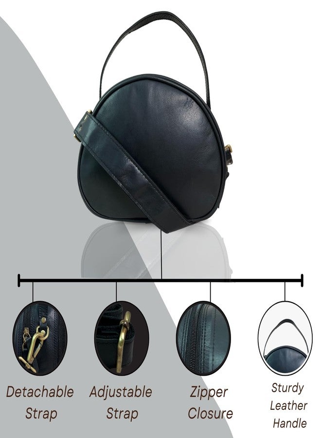 Madosh Women's Genuine Leather Handbag Purse - Minimalist Small Crossbody Bag with Detachable Strap & Top Handle, Handmade for Everyday & Evening Use, Black, Small - Image 4