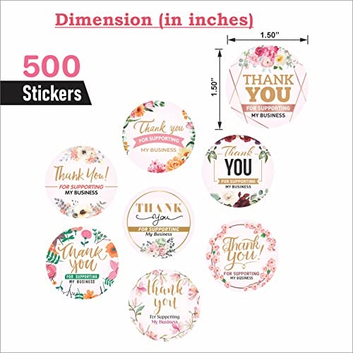 Wonder Hub Self-Adhesive Vinyl Wonderhub (Pack of 500) Attractive 8 Different Design Thank You Stickers for Packaging and Small Business (Design 2Wall, 13 Cms) - Image 2