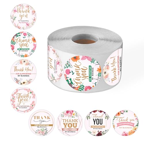 Wonder Hub Self-Adhesive Vinyl Wonderhub (Pack of 500) Attractive 8 Different Design Thank You Stickers for Packaging and Small Business (Design 2Wall, 13 Cms) - Image 1
