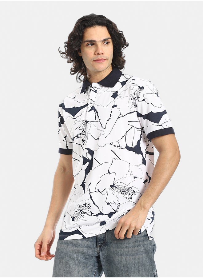 Red Circle Self Pattern Regular Fit Polo Shirt  - Image 4