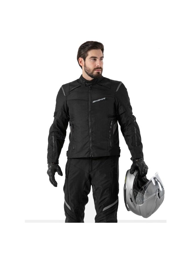 SHIMA RUSH 2.0 Men Black 3 Layer Textile Motorcycle Waterproof Jacket - Image 4