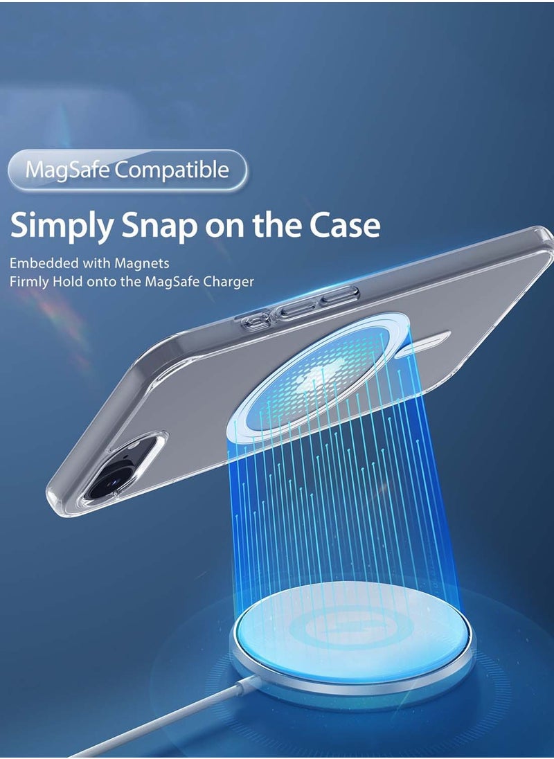 Wtech - Apple iPhone 16e 5G 2025 Magnetic Case, Slim Transparent Flexible TPU Shockproof Magsafe Back Phone Case - Clear - Image 1