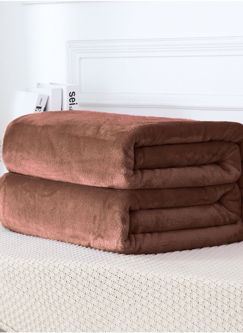 Loquat Solid Color Cloud Sable Blanket Office Nap Blanket Air Conditioned Roof Blanket Flannel Blanket Brown  - Image 1