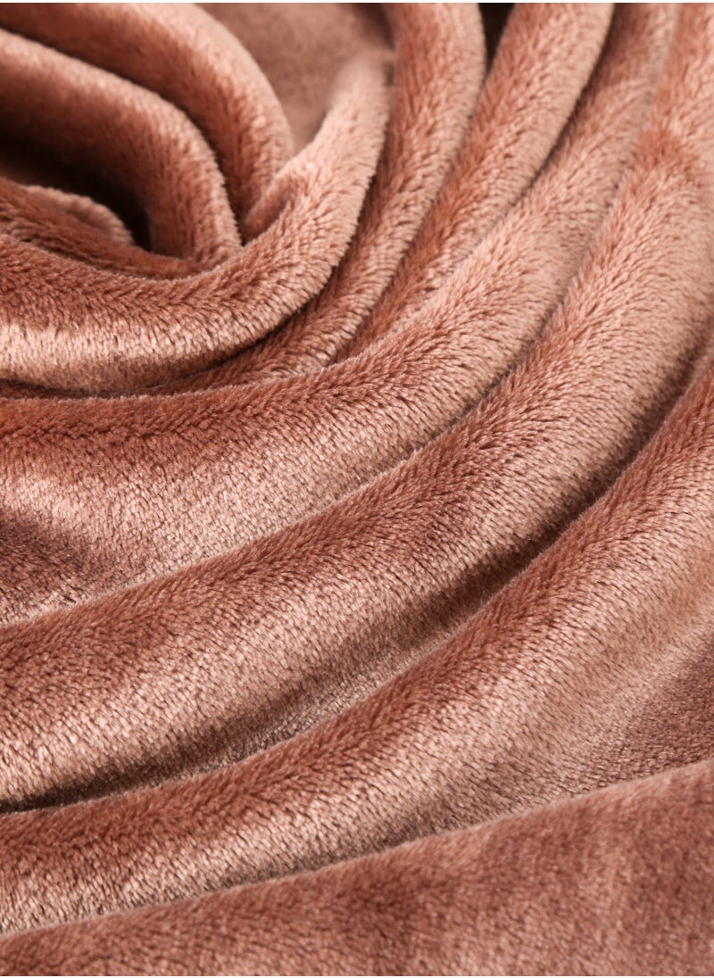 Loquat Solid Color Cloud Sable Blanket Office Nap Blanket Air Conditioned Roof Blanket Flannel Blanket Brown  - Image 2