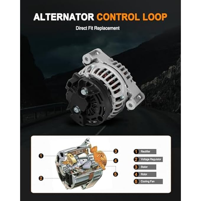 ASAPE New 13884 23096 Alternator 120 Amp Fit for 2001-2005 for Mercedes-Benz C320 C240, 2002-2004 for Mercedes-Benz C32 AMG SLK32 AMG, 2003-2005 for Mercedes-Benz CLK320 ML350 - Image 3